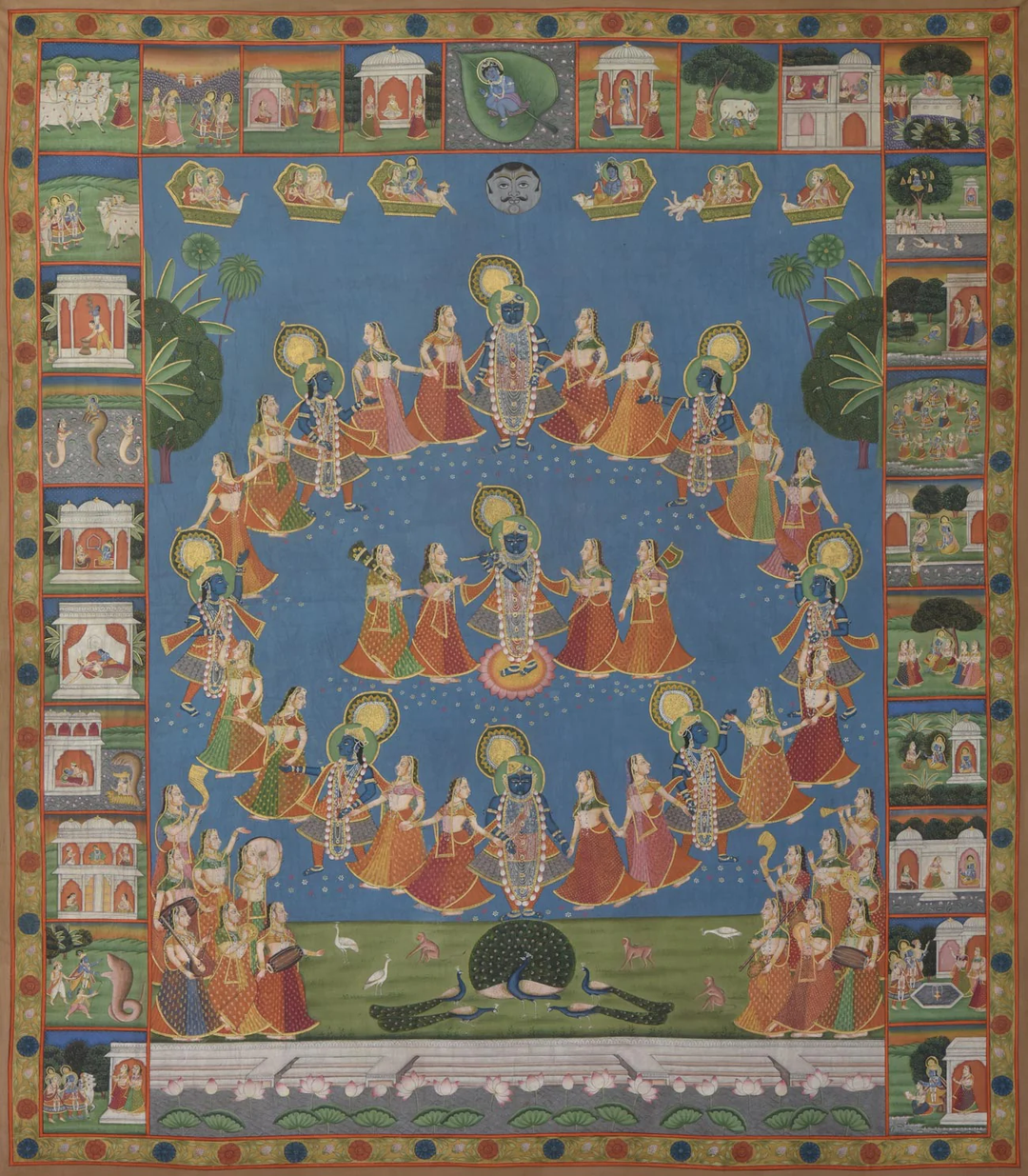 5x6 feet Authentic Jaipur Painting Shreenath ji Raas Leela | SHOBITAM