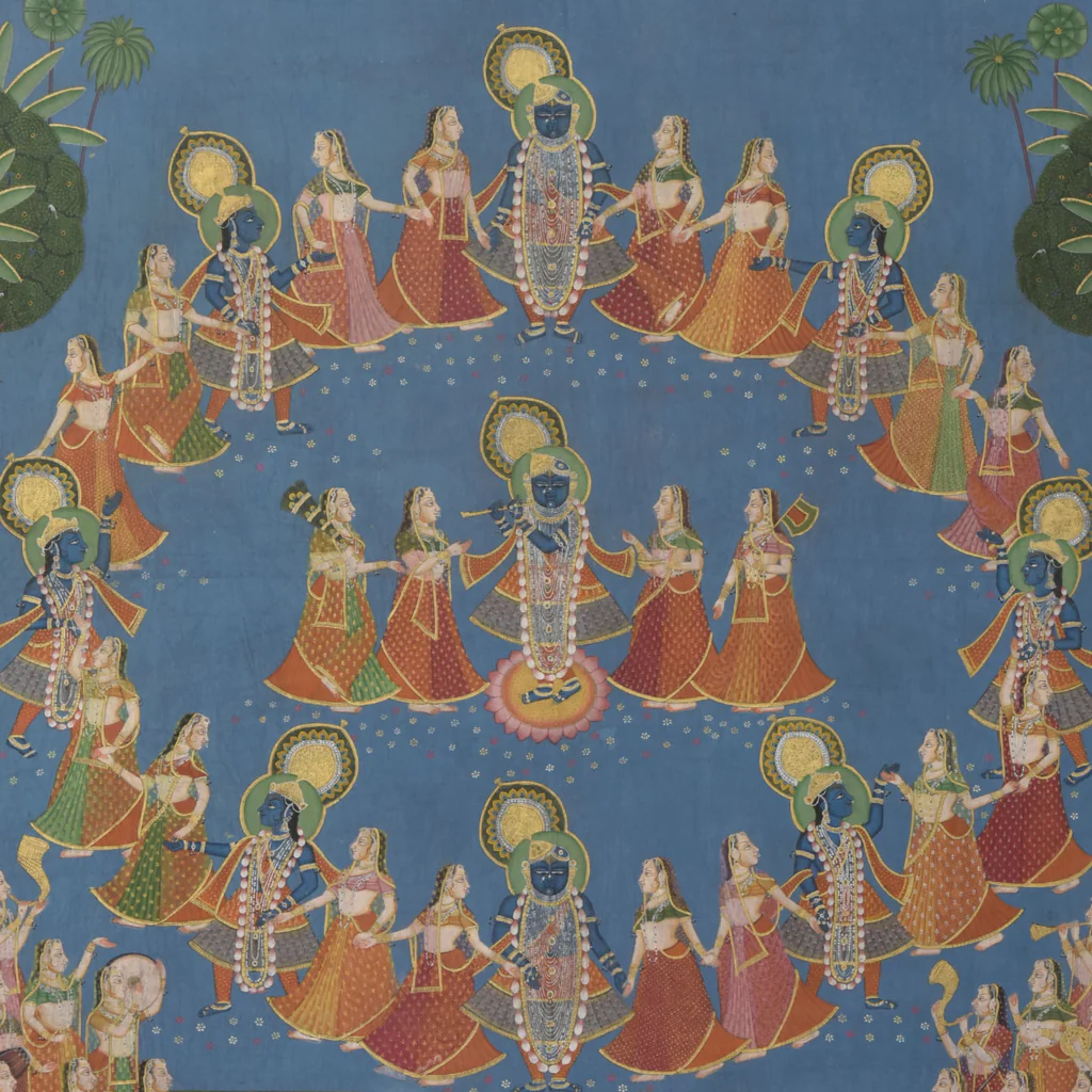 5x6 feet Authentic Jaipur Painting Shreenath ji Raas Leela | SHOBITAM
