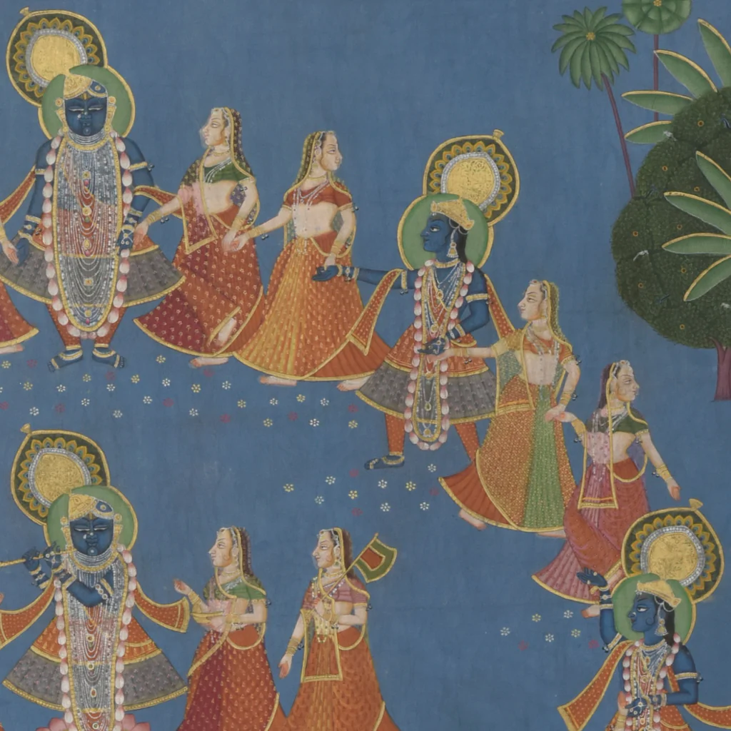 5x6 feet Authentic Jaipur Painting Shreenath ji Raas Leela | SHOBITAM
