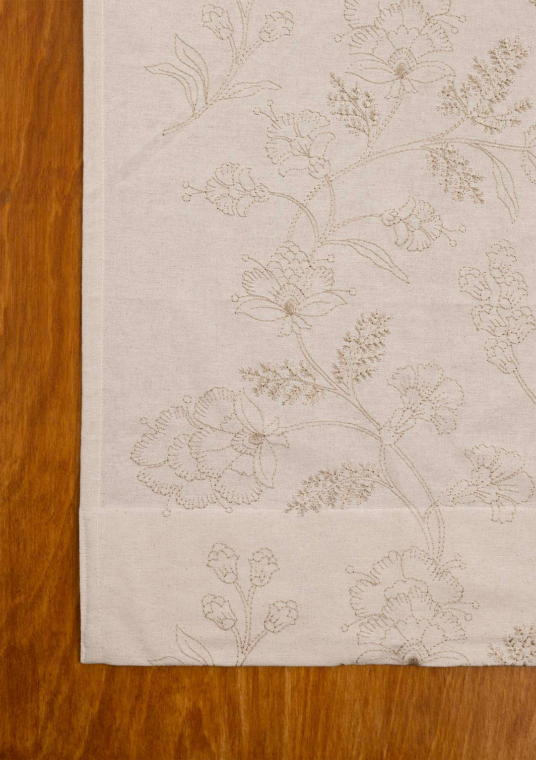 Mukta 100% Cotton Embroidery Curtain for living room & bedroom - Light Reduction - Beige - Single Piece | Shobitam|