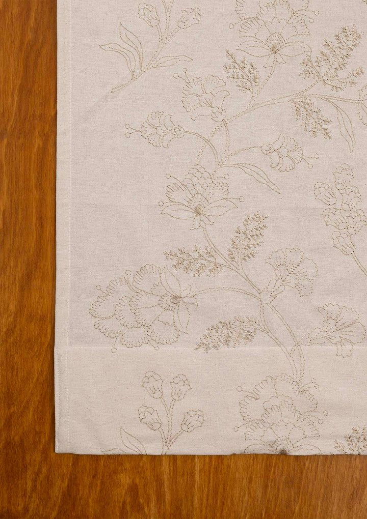Mukta 100% Cotton Embroidery Curtain for living room & bedroom - Light Reduction - Beige - Single Piece | Shobitam|