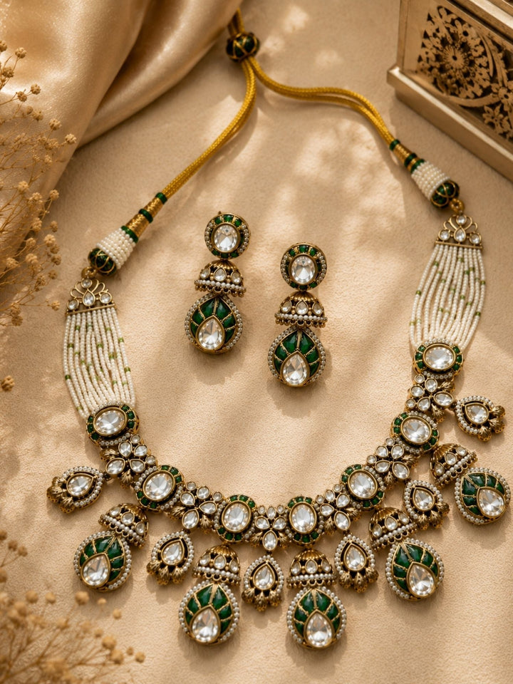 Ruby Kundan Choker Necklace Set in Gold Plating – Bridal | SHOBITAM