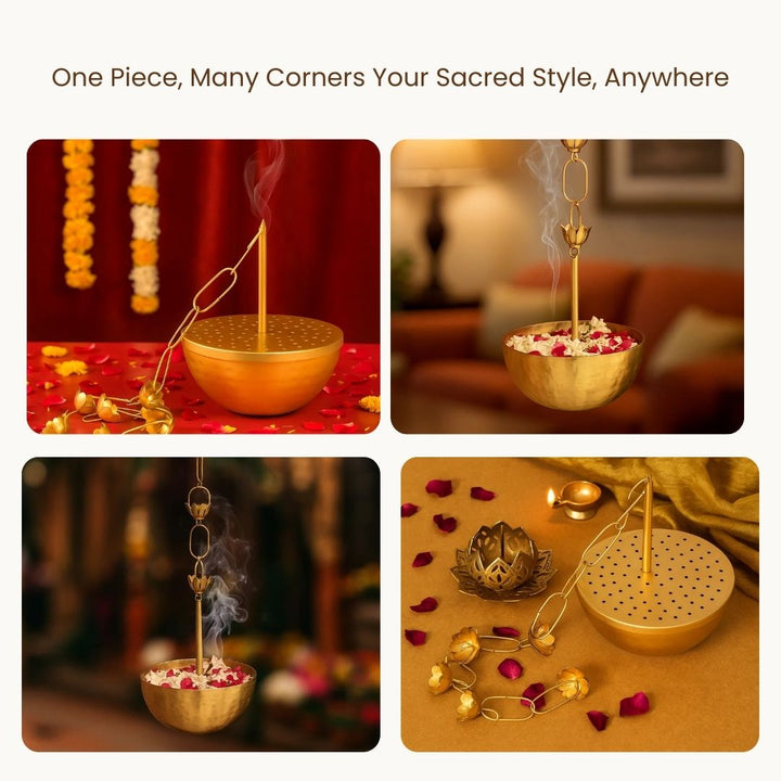 Brass Hanging Dhoop Dani Incense & Loban Burner