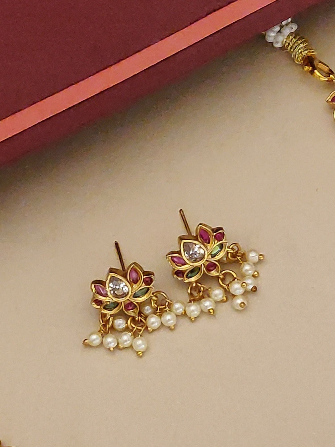 Gold Plated Kempstone Necklace Set | SHOBITAM