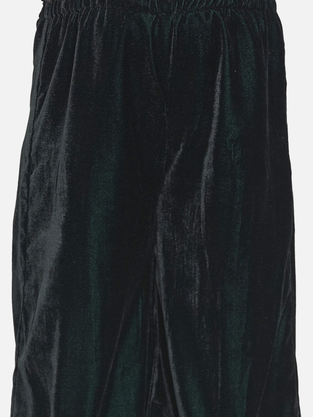 Girls Floral Embrodiery Velvet Kurta Plazzo in Mehendi Green | SHOBITAM