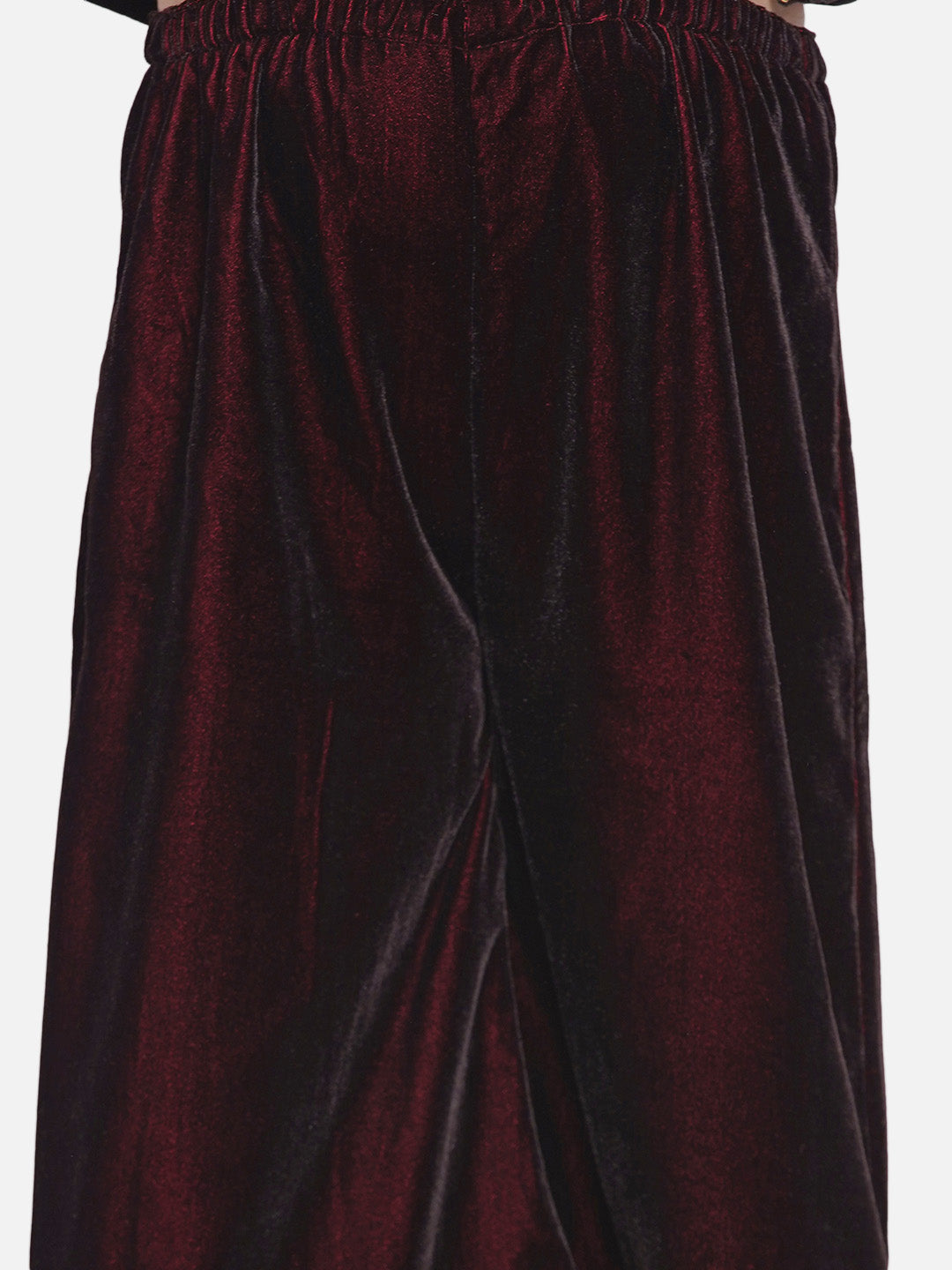 Girls Floral Embroidery Velvet Kurta Palazzo in Mahroon | SHOBITAM