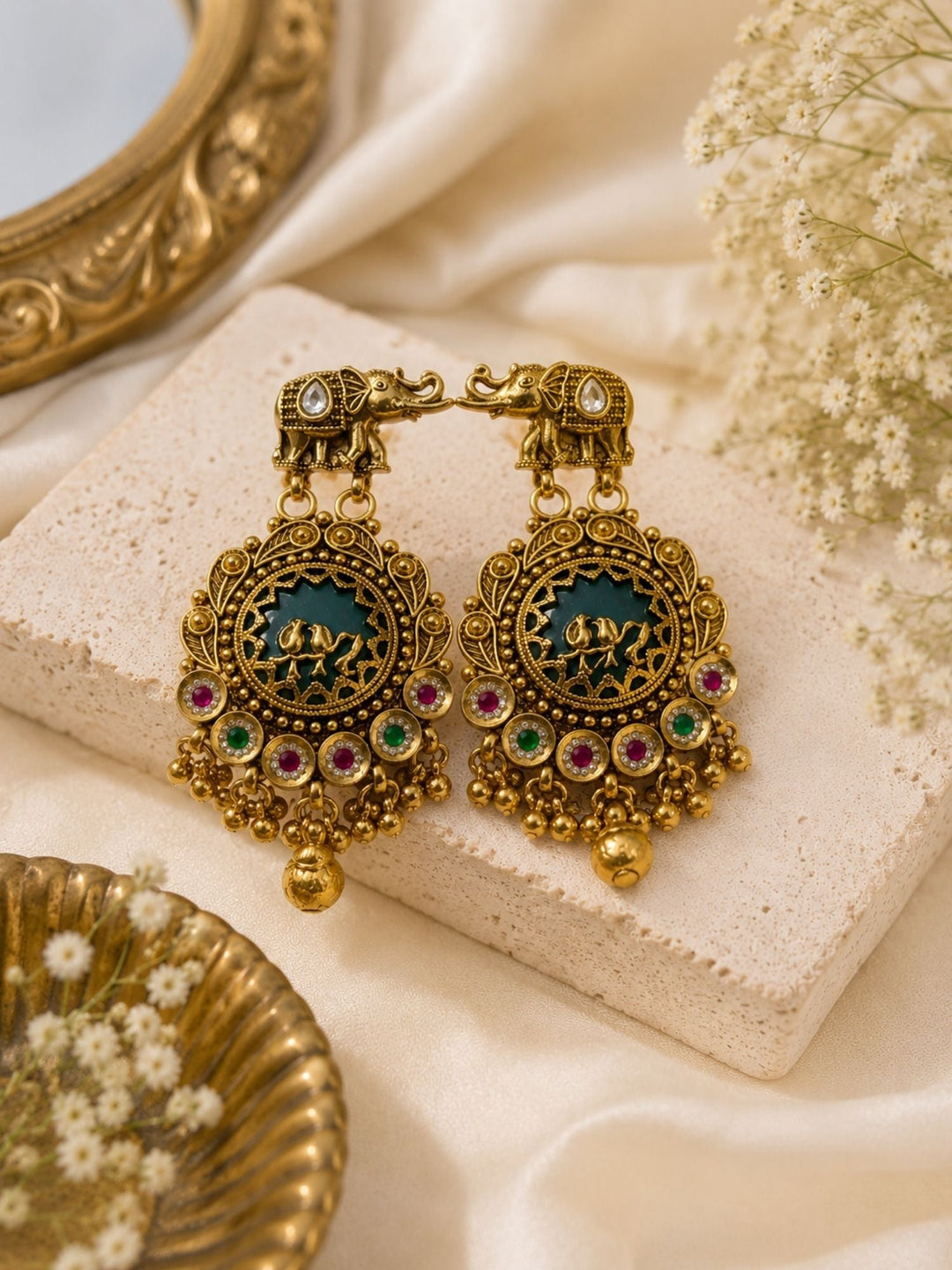 Temple Necklace Set in Gold Plating – Bridal | SHOBITAM
