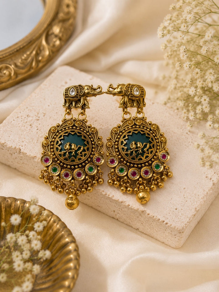 Temple Necklace Set in Gold Plating – Bridal | SHOBITAM