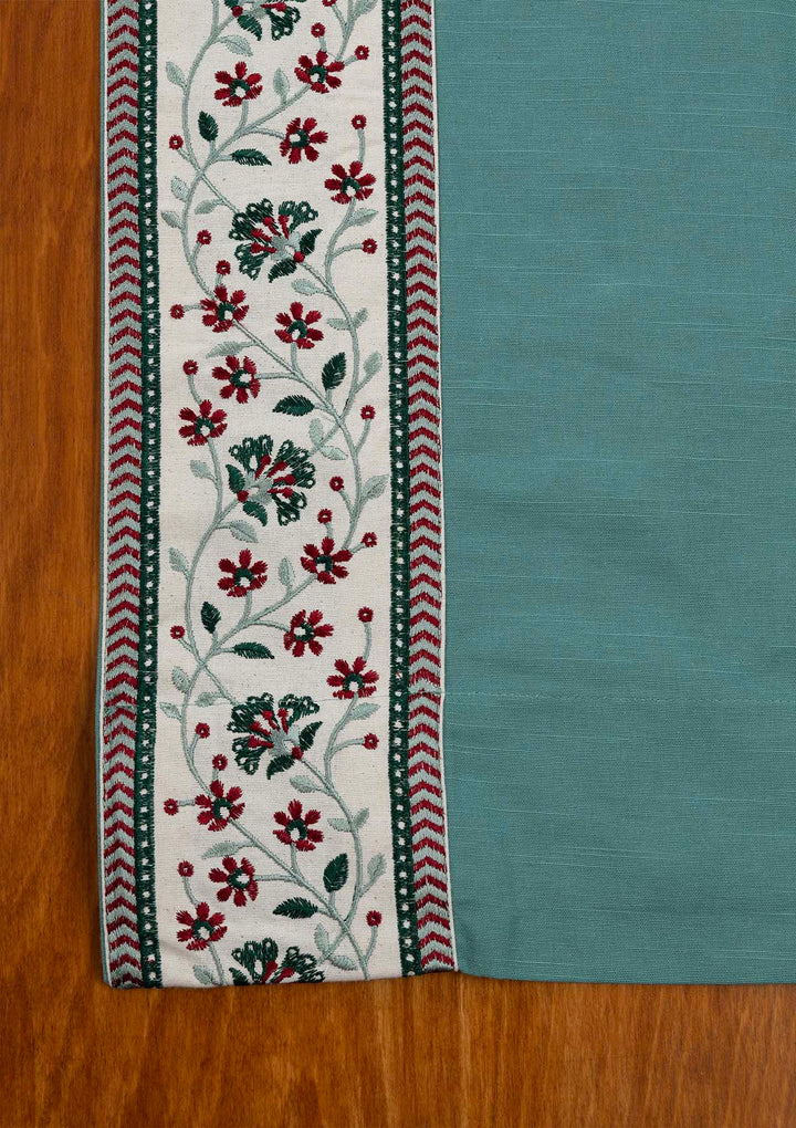 Kadamba Aqua Blue 100% Cotton Plain Curtain for living room & bedroom - Room Darkening - Single Piece | SHOBITAM