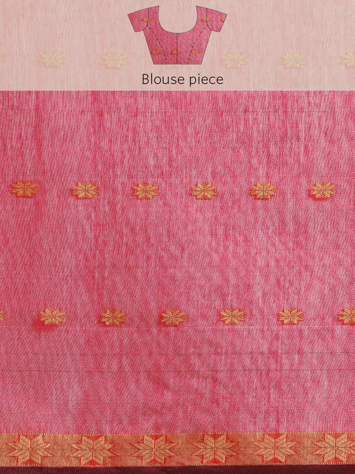 Magenta & Grey Zari Buti Silk Cotton Saree with blouse piece | SHOBITAM