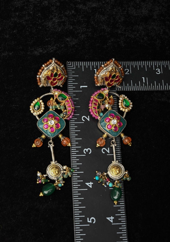 92.5 Pure Silver, Dhvajin Dual Tone Long Earrings