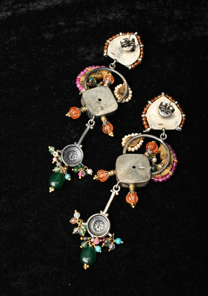 92.5 Pure Silver, Dhvajin Dual Tone Long Earrings