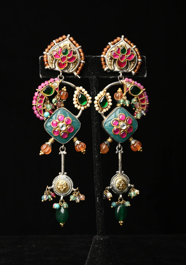 92.5 Pure Silver, Dhvajin Dual Tone Long Earrings