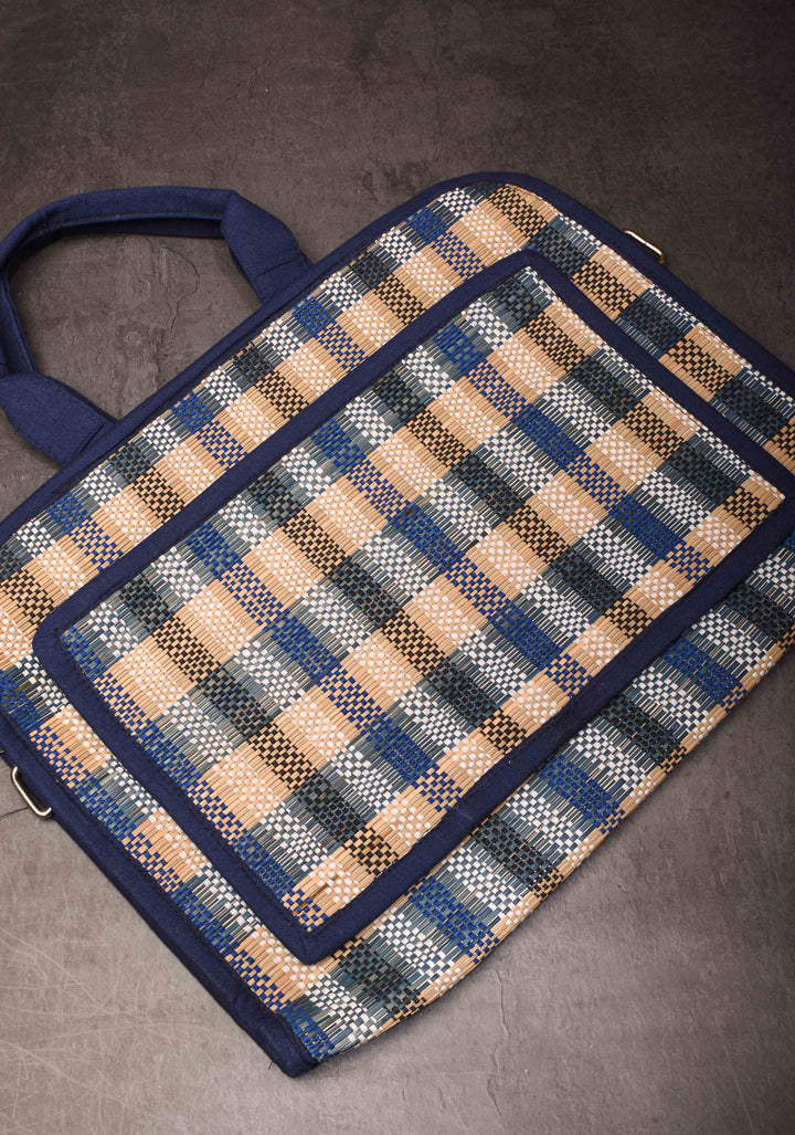 Handcrafted Laptop Bag, Madurkathi Grass Woven Bag