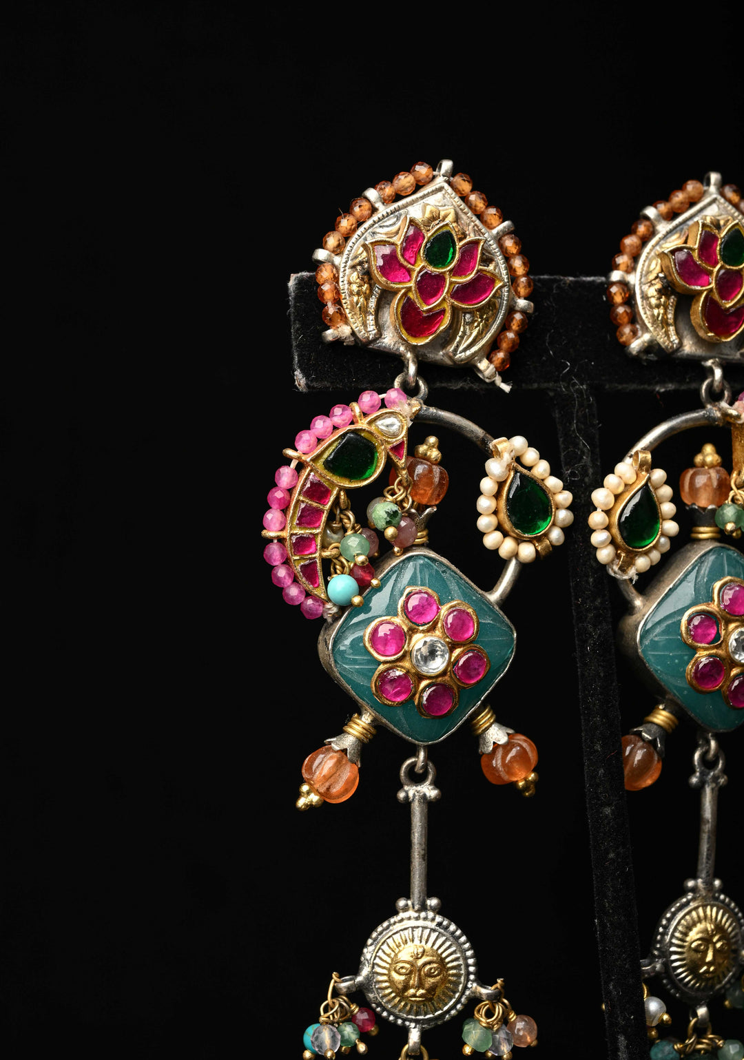 92.5 Pure Silver, Dhvajin Dual Tone Long Earrings