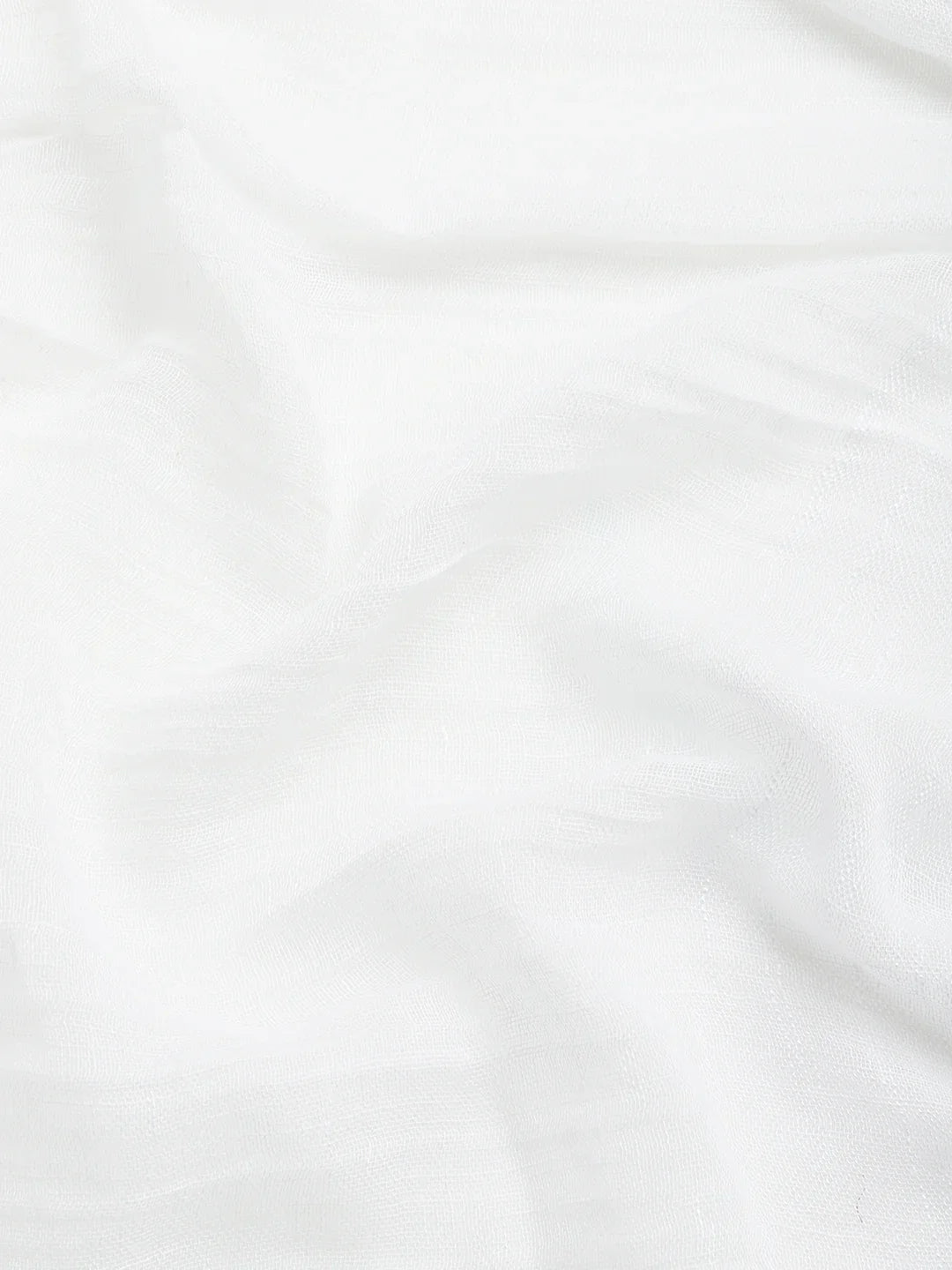 White Linen Kantha Saree with Minimal Border and Blouse piece