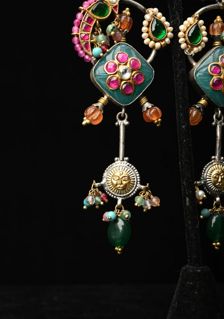 92.5 Pure Silver, Dhvajin Dual Tone Long Earrings