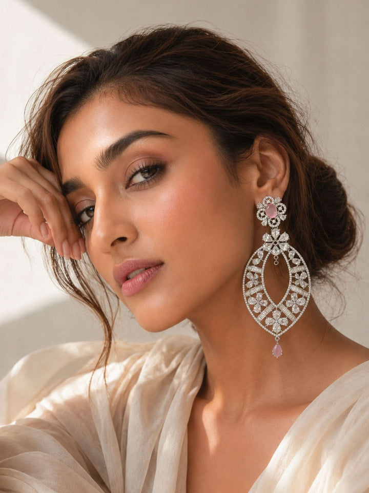 Crystal Floral Statement Earrings | SHOBITAM