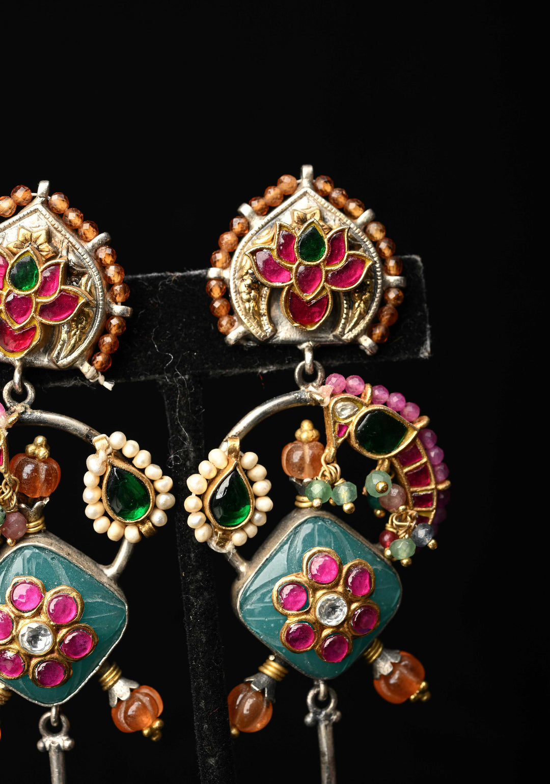 92.5 Pure Silver, Dhvajin Dual Tone Long Earrings