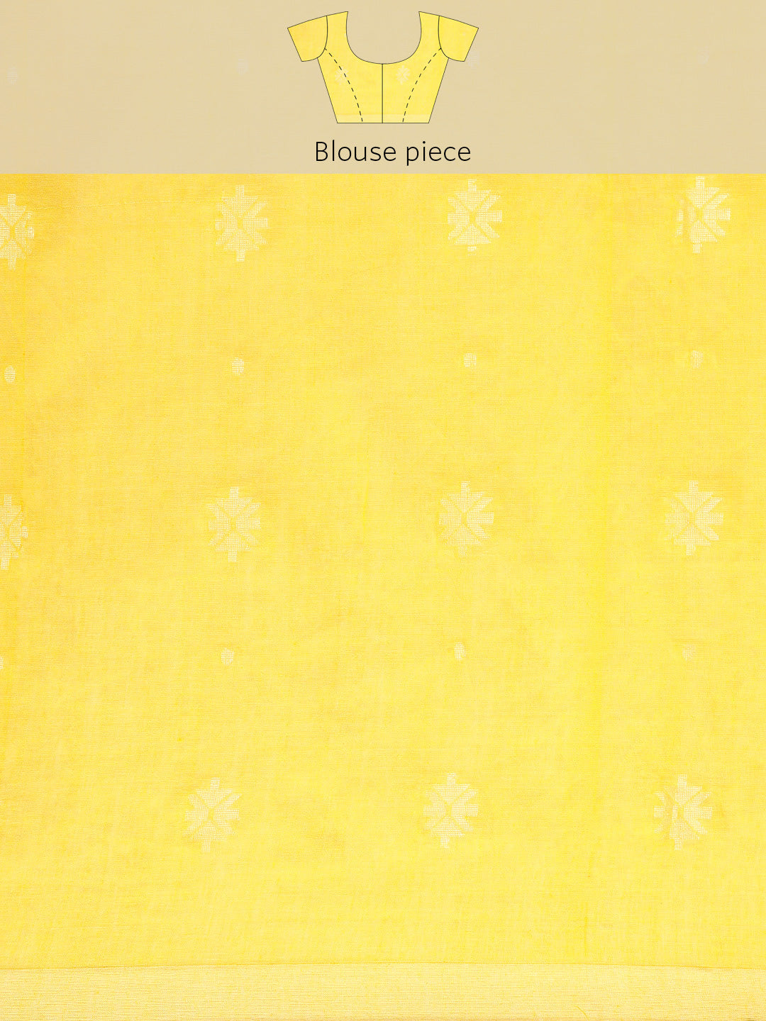 Yellow White Buti Cotton Saree With Minimal Border