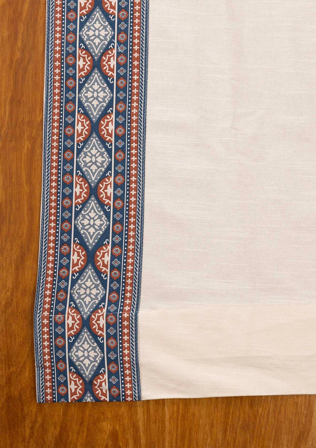 Tara Cream 100% Cotton Curtain with Trim for living room & bedroom - Light Reduction - Cream - Single Piece | SHOBITAM