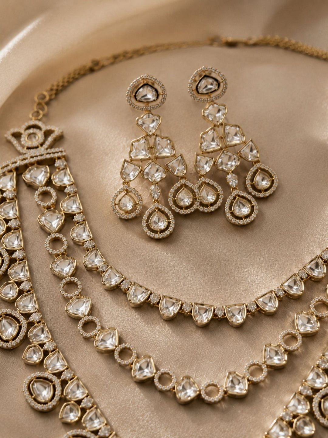 Victorian Polki Necklace Set in Gold Plating – Bridal | SHOBITAM