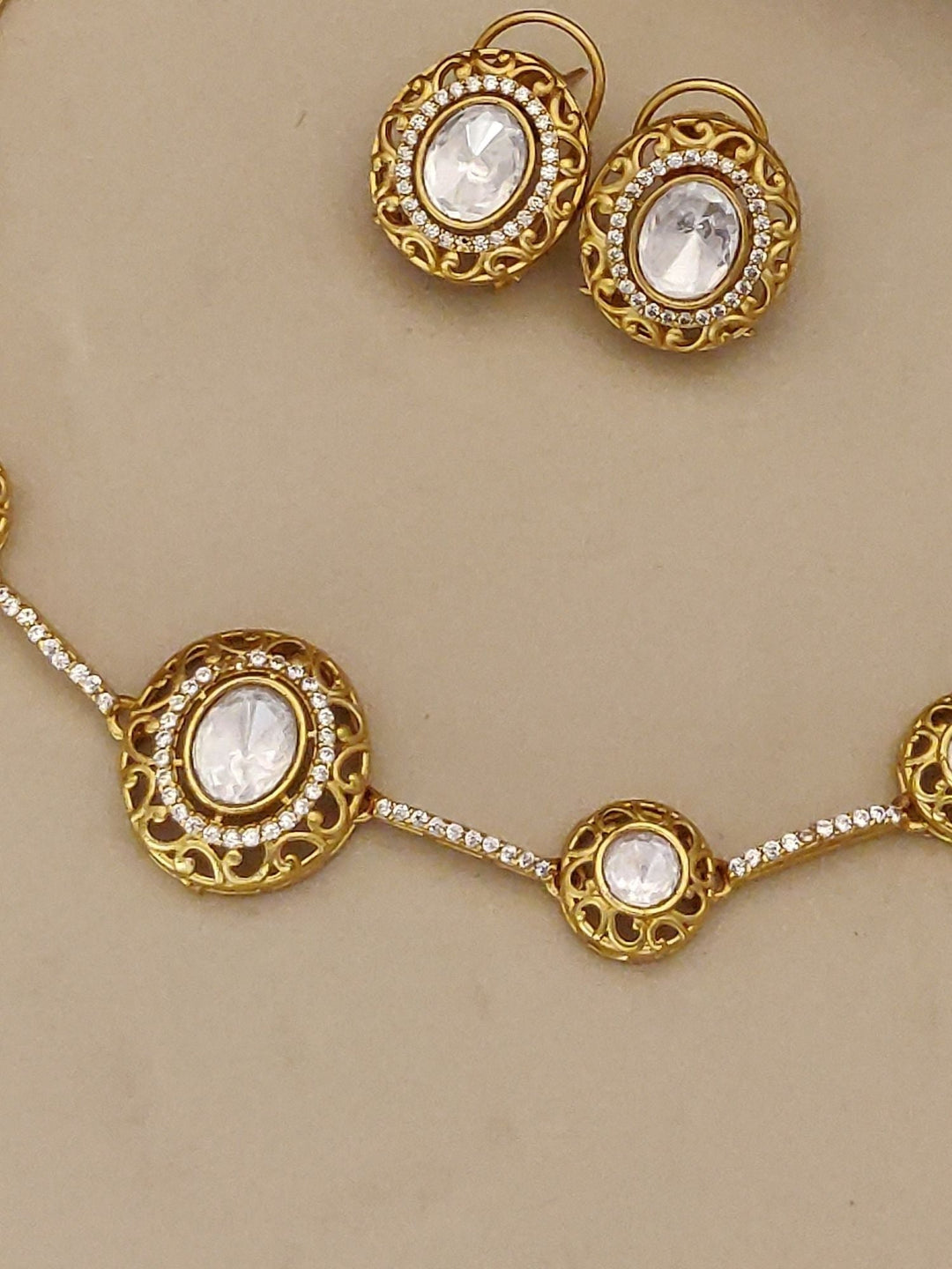 Gold Plated Polki Necklace Set | SHOBITAM