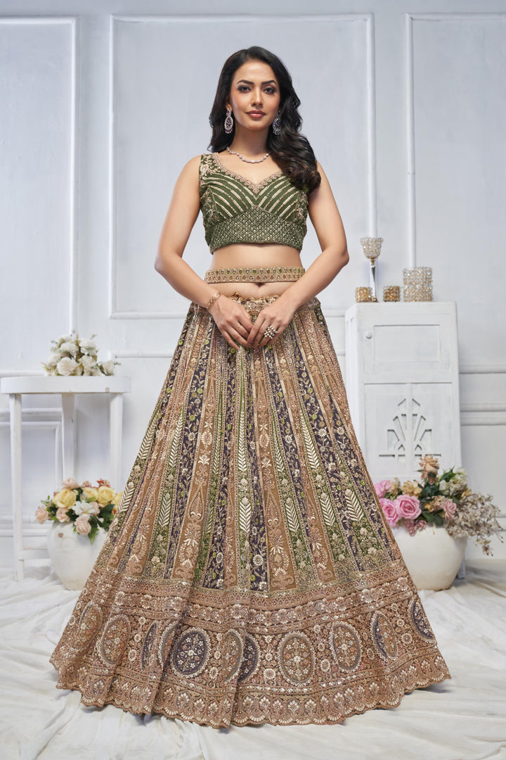 Opulant Olive Lehenga set for special occasion