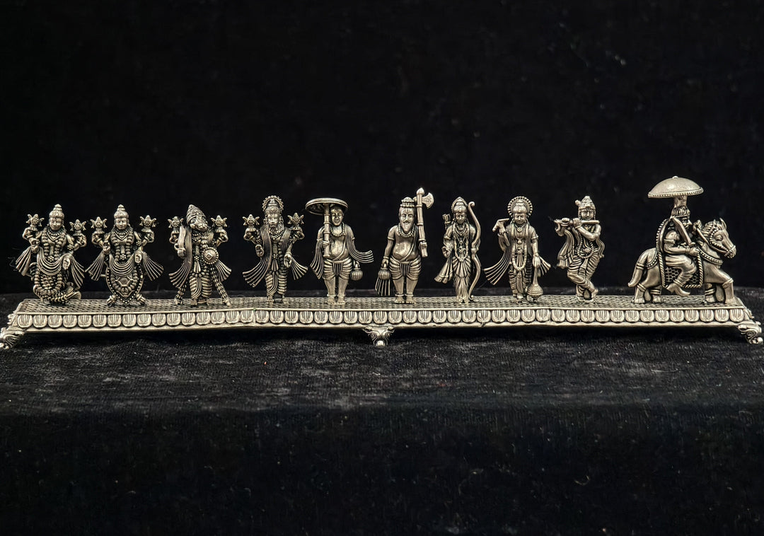 Pure 92.5 Silver 9" long Dashavataram 3D Idol Set