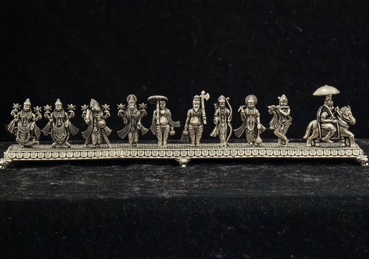 Pure 92.5 Silver 9" long Dashavataram 3D Idol Set