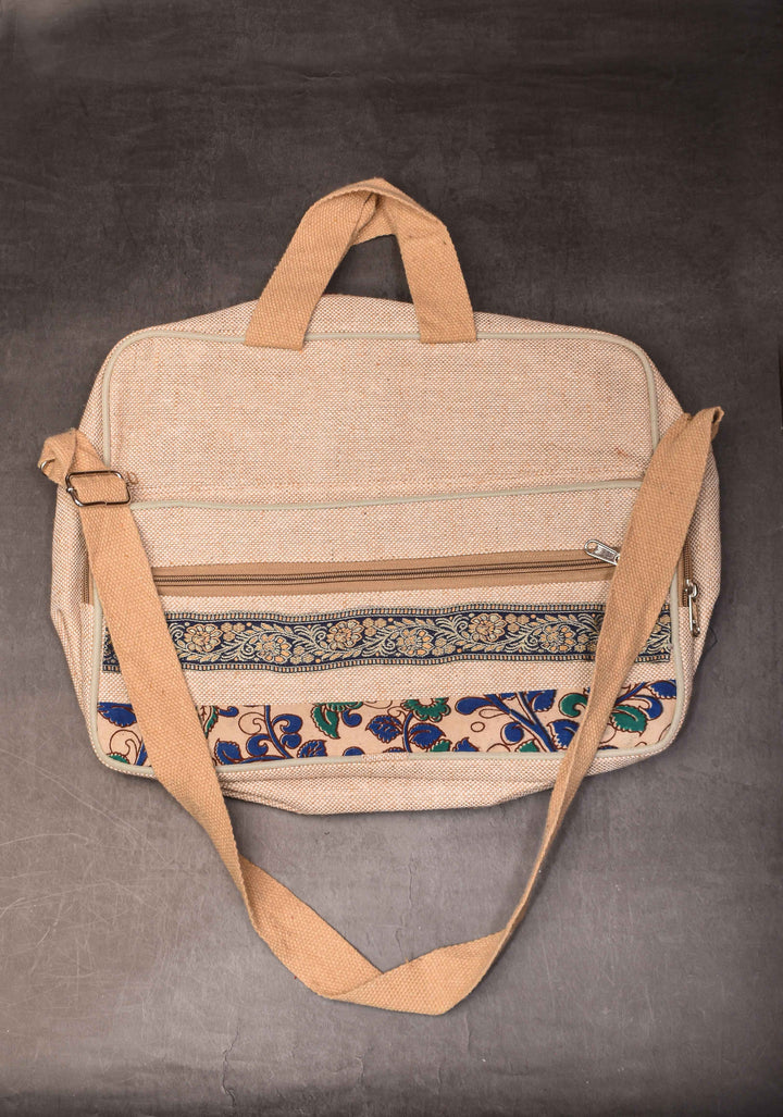 Kalamkaari patch Jute laptop bag