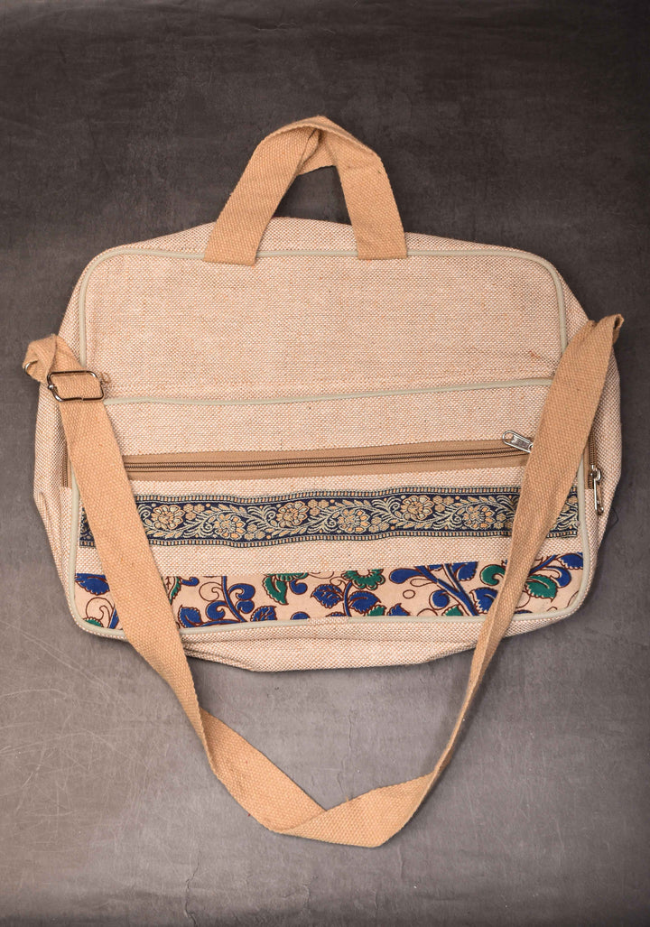 Kalamkaari patch Jute laptop bag