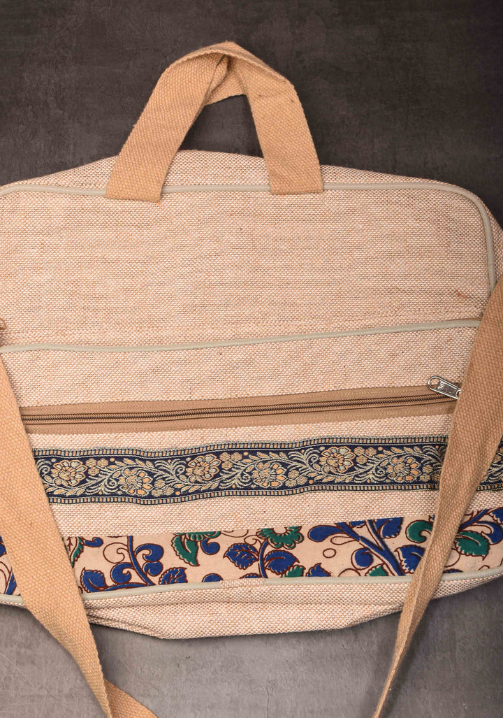 Kalamkaari patch Jute laptop bag