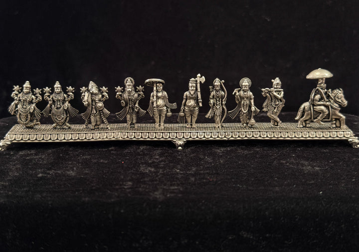 Pure 92.5 Silver 9" long Dashavataram 3D Idol Set