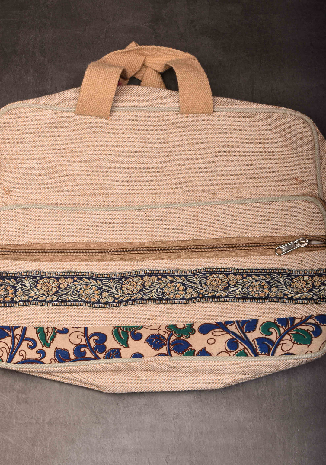 Kalamkaari patch Jute laptop bag