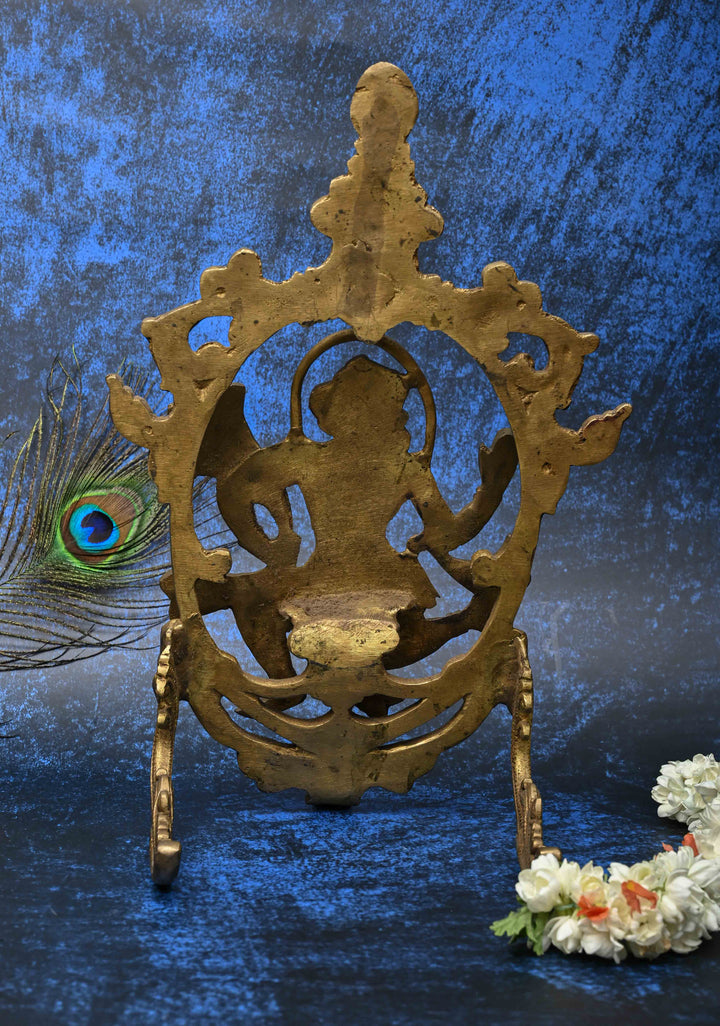 13" Antique Brass Hanuman with decorative arch  Table Top Piece , Indian Decorative and Pooja Article