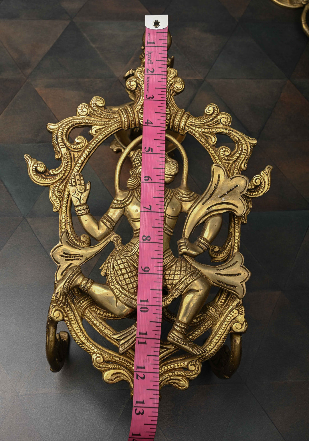 13" Antique Brass Hanuman with decorative arch  Table Top Piece , Indian Decorative and Pooja Article