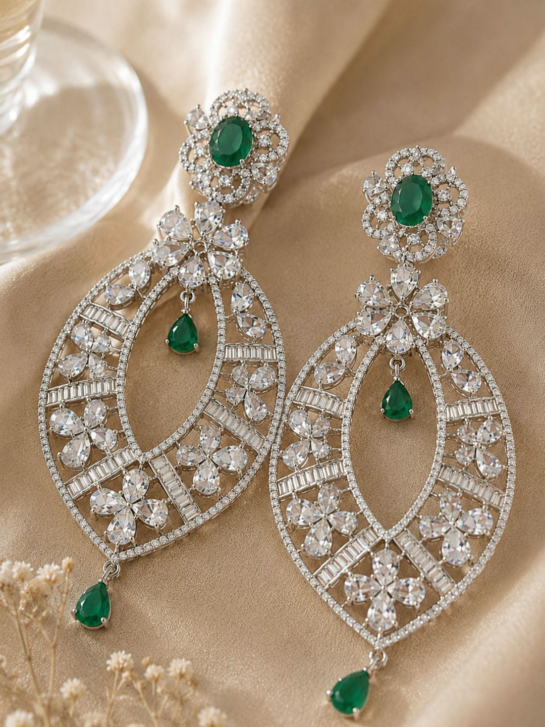 Crystal Floral Statement Earrings | SHOBITAM