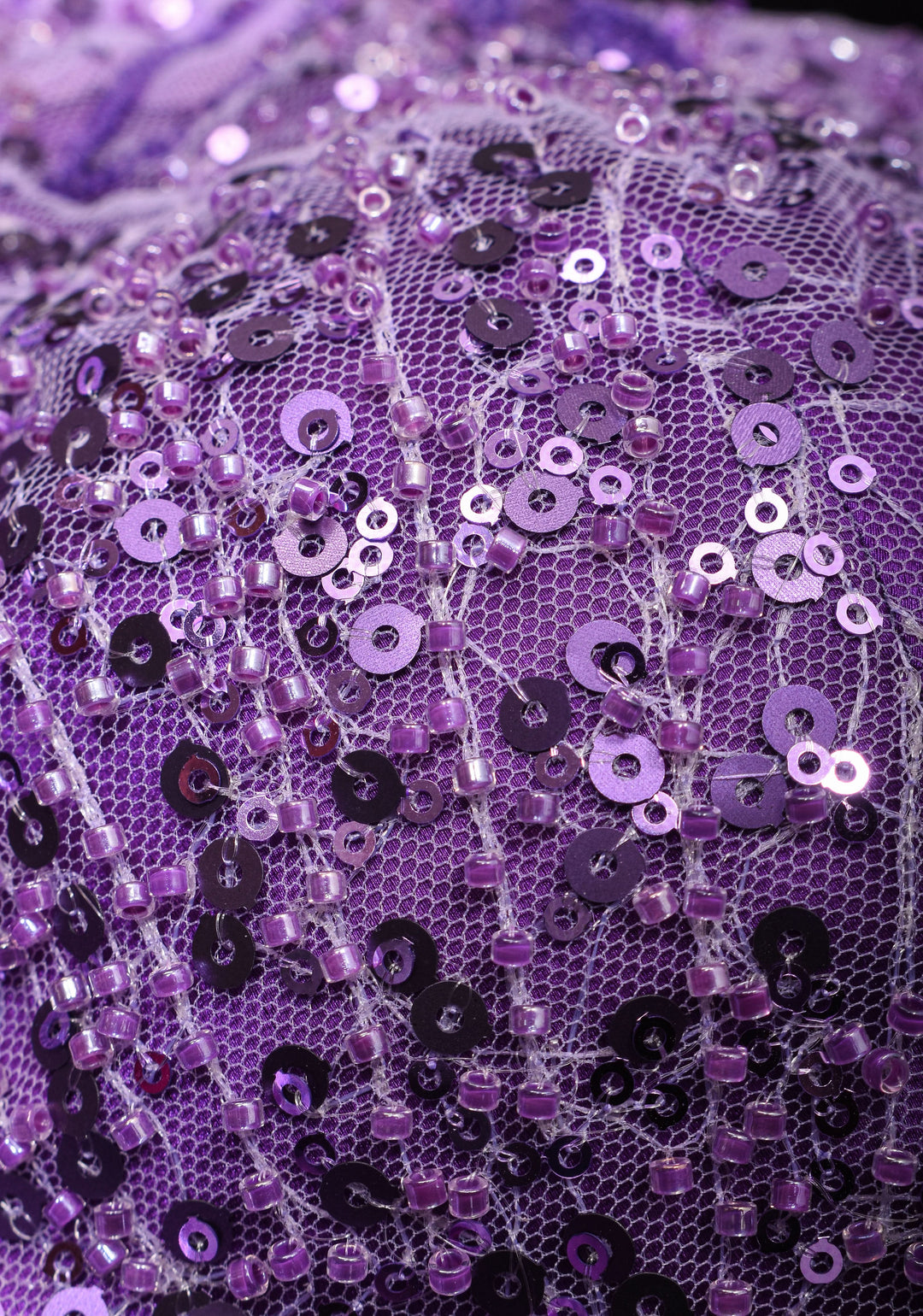 Lilac sequin and Velvet base Puff sleeve Blouse