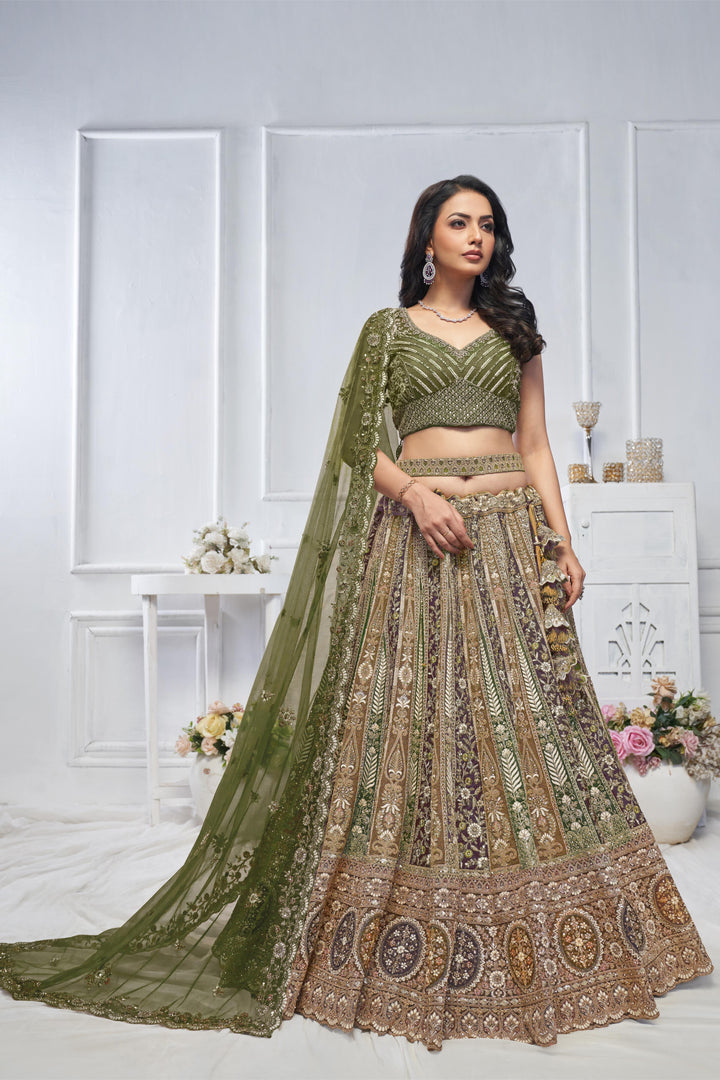 Opulant Olive Lehenga set for special occasion