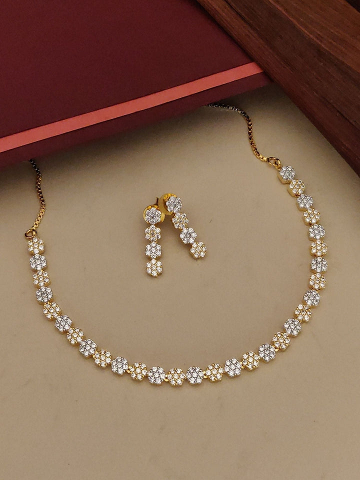Floral American Diamond Necklace Set | SHOBITAM