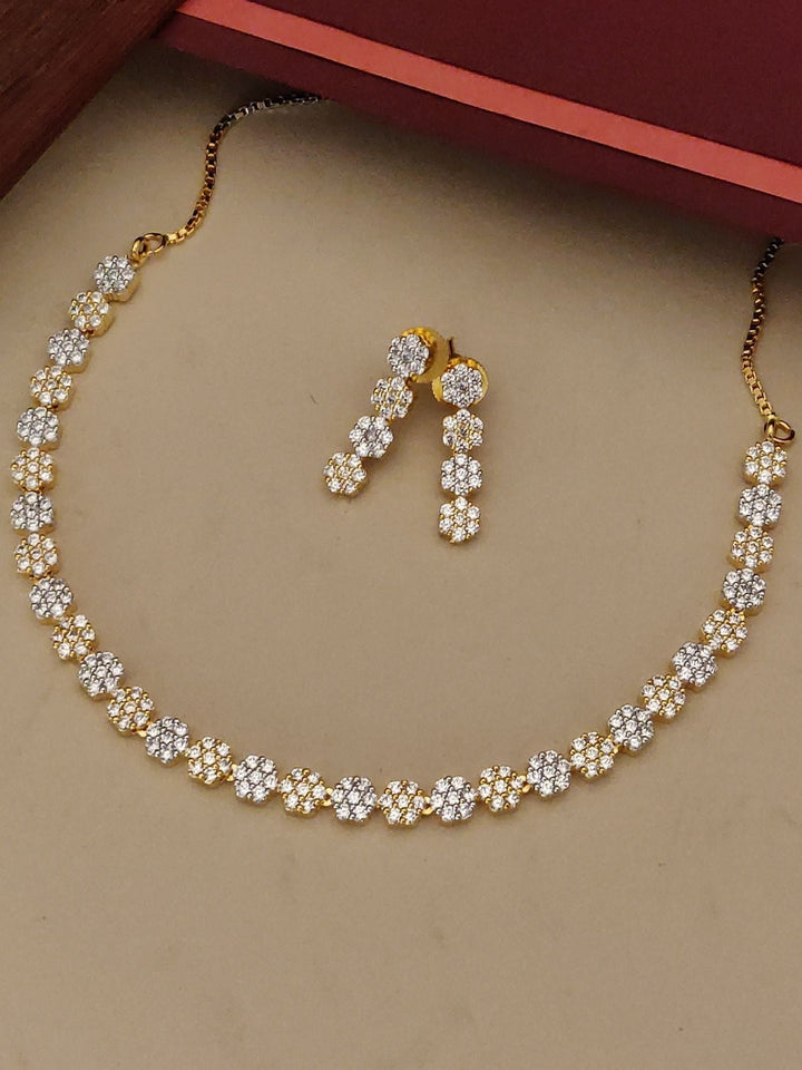 Floral American Diamond Necklace Set | SHOBITAM