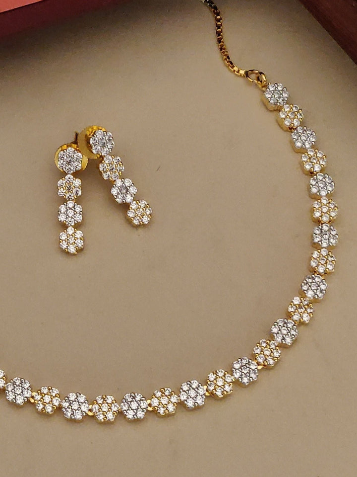 Floral American Diamond Necklace Set | SHOBITAM