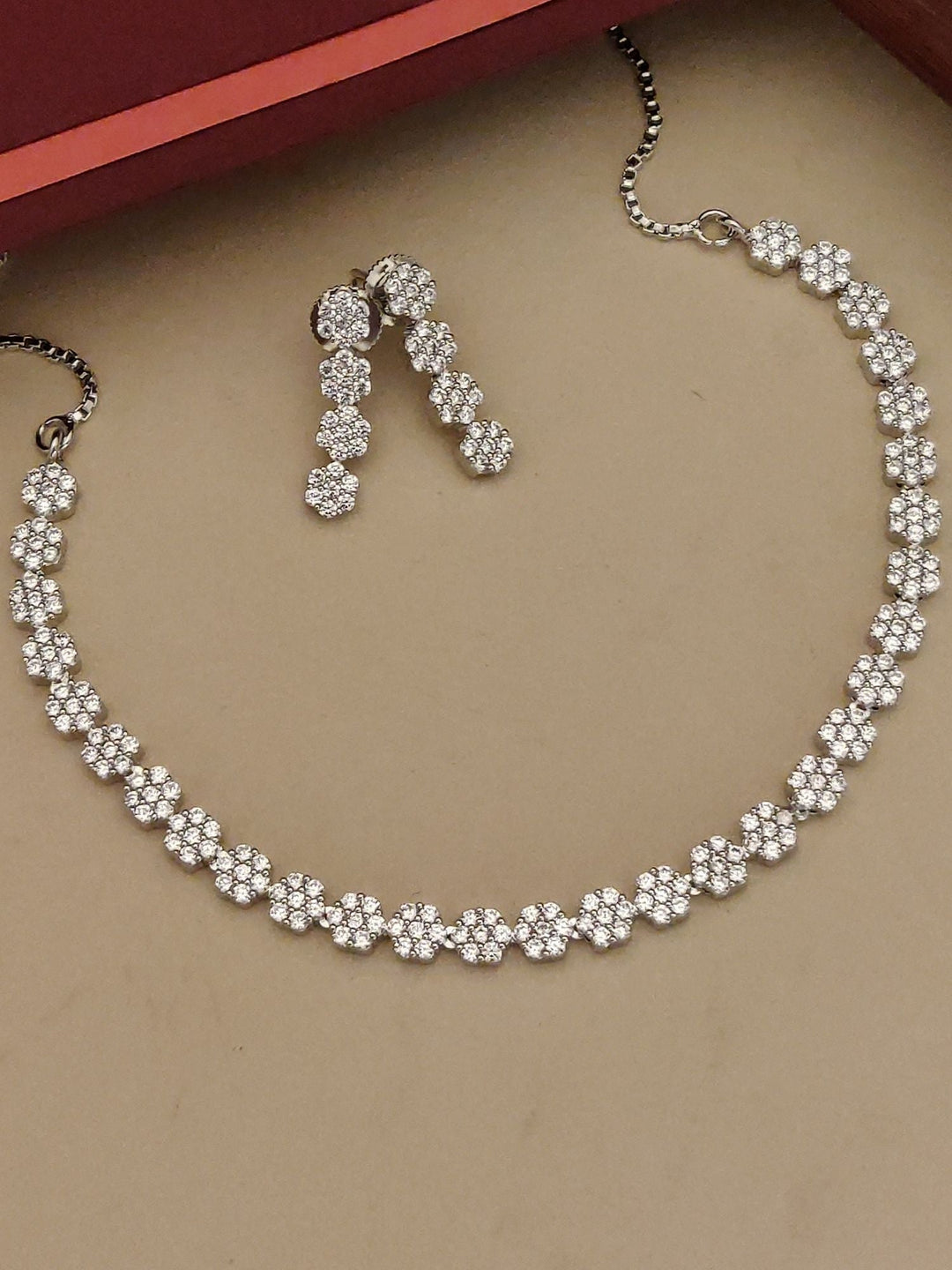 Floral American Diamond Necklace Set | SHOBITAM