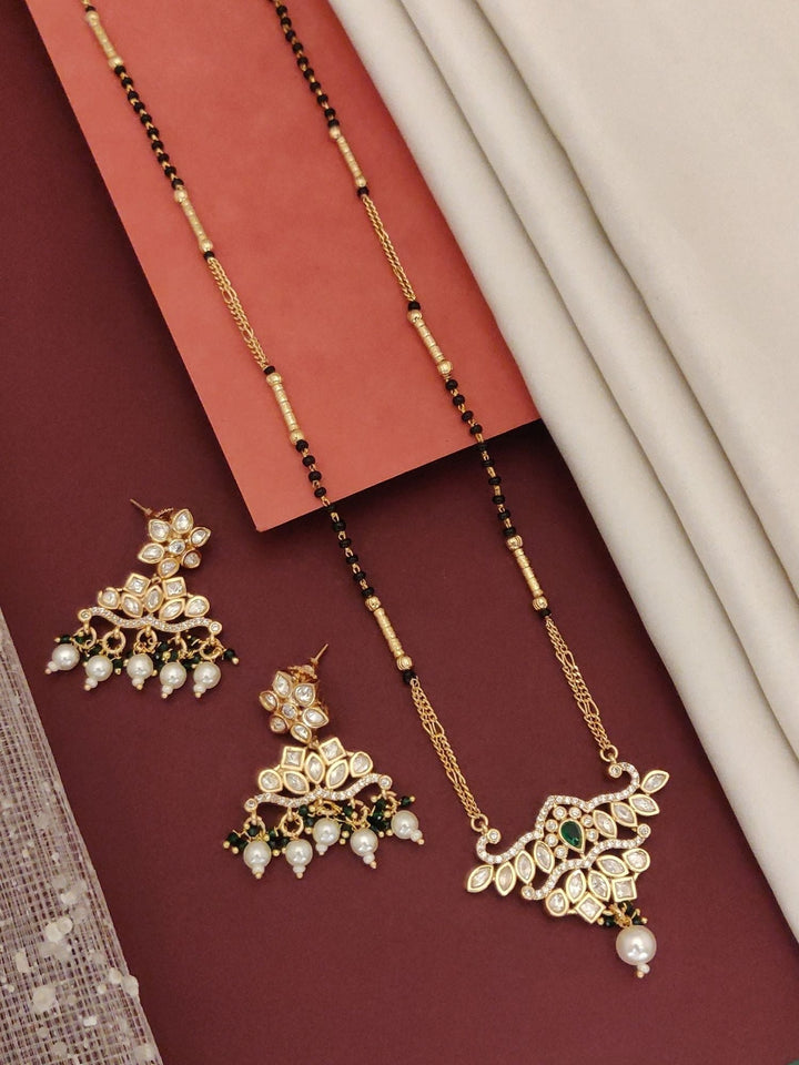 Gold Plated Polki Kundan Mangalsutra Set | SHOBITAM