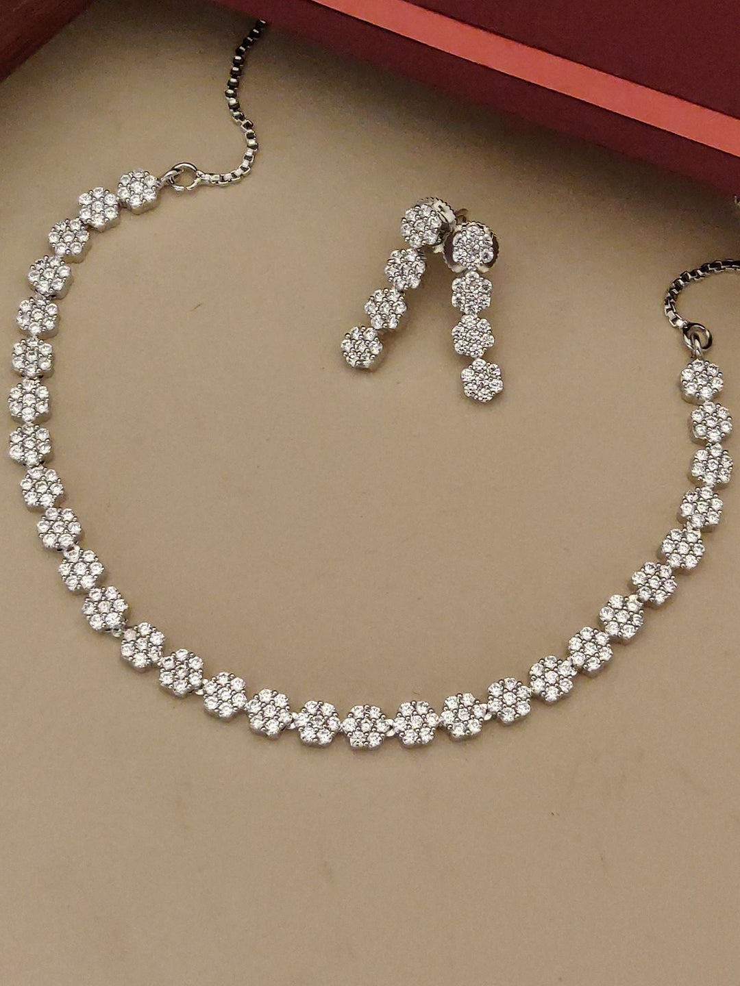 Floral American Diamond Necklace Set | SHOBITAM