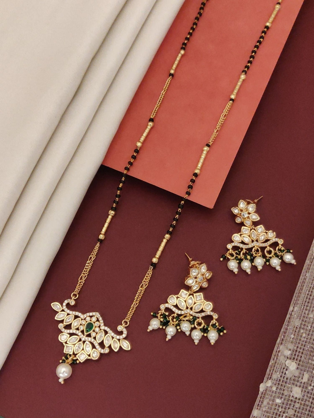 Gold Plated Polki Kundan Mangalsutra Set | SHOBITAM