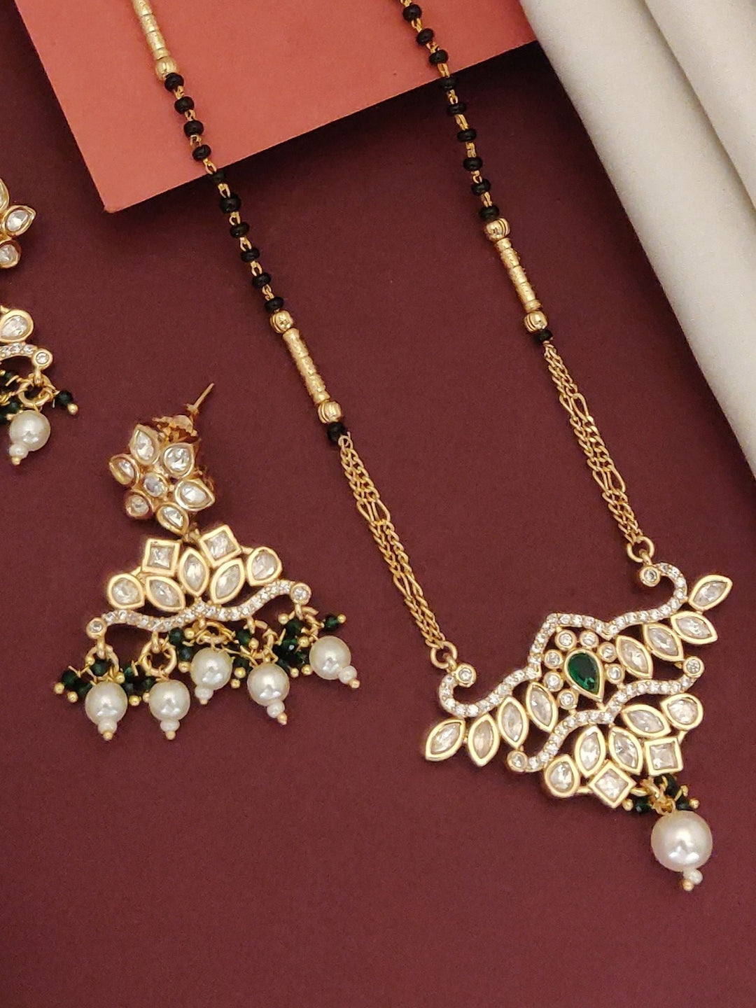 Gold Plated Polki Kundan Mangalsutra Set | SHOBITAM