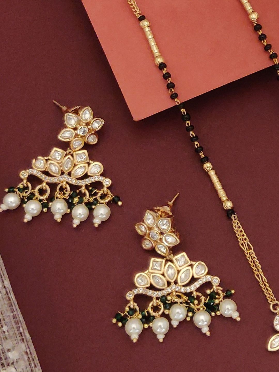 Gold Plated Polki Kundan Mangalsutra Set | SHOBITAM