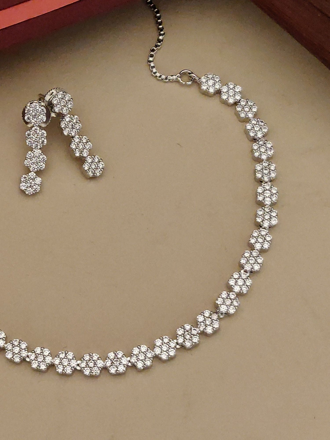 Floral American Diamond Necklace Set | SHOBITAM